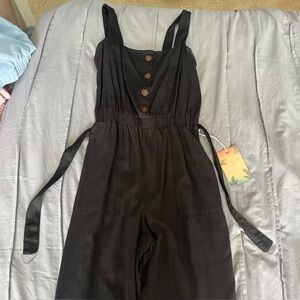 NWT April Kiss Black Button-Front Jumpsuit